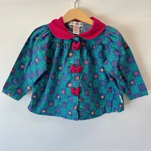 VTG Gymboree St.‎ Moritz Toddler Small Blouse 1996 Rainbow Label Bows Checkered